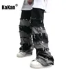 Męskie dżinsy Kakan - American New High Street Antique Tassel dżinsy dla mężczyzn upuściły szeroką nogę Hip Hop Lazy Lazy Pants K27-56 J231116