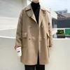 Men's Wool Blends S-6XL premium sense double-breasted woolen coat men's autumn/winter fattening plus size loose medium length trench coat 231117