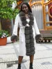 Kadın Yün Karışımları Janefur Kadınlar Ceket Kış 2023 Uzun Siyah Gerçek Kürk Trim Kuffs Zarif Lüks Bayan Kaşmir Hendek Palto 231116