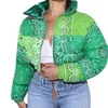 Women's Down Parkas BOOFEENAA Bandana Printed Cropped Puffer Jackets Winter Fashion Zip Up Bubble Coats Woman Streetwear C98 HE48 231117