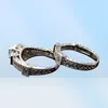 2 pièces Anneaux Set 4PRong Paramètres 18K Bloche Blanc Remplu Couple Rings Bijoux Bijoux pour hommes