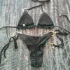 Kvinnors badkläder snabb torr 2 st/set Fabulous paljett halter nacke sommar baddräkt thong sommar bikini set andningsmaterial badare t230417