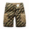 Shorts pour hommes été hommes Baggy multi-poches militaires Cargo Shorts mâle coton kaki hommes rayé tactique Shorts pantalons courts sans ceinture 230417