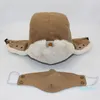 冬のサーマルスーツデザイナーラムウールソリッドトラッパー帽子マスクボタンデザイン温かい厚いサーマルセットユニセックス