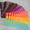 False Nails 10 Sets Carnival Style Neon Fake Matte Orange Yellow Purple Bright Color Solid Sculpted Coffin Kit 240pcs/lot