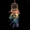 Decorative Figurines Colorful Wish Dream Catchers LED Light Catcher Kids Bedroom Wall Hanging Decoration Art Ornament Craft Gifts