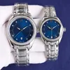Omega Mechanical Automatyczna para Wysokiej klasy Gradient Kolor Literał Sapphire Mirror Stali Stal Strap Prezent Ukochany Diamond Rame Luksus Watch