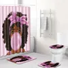 4Pcs Set Carpet Bathroom Foot Pad African Woman Bath Mat and Shower Curtain Set PVC Toilet Toilet Seat Covers Home Decor T200102309M