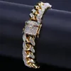 18K Gold White Gold Out CZ CZ Zirconia Miami Cuban Link Bransoletka 10 14 14 mm Rapper Hip Hop Curb Prezenty dla chłopców Who214r