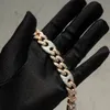 Bijoux Hip Hop de haute qualité pour hommes, Bracelet cubain en argent plaqué or Rose S925 glacé, chaîne à maillons bicolore, Moissanite