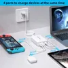 100W 4 portar snabb snabb laddning EU US UK AC Home Travel PD USB-C Wall Charger Power Adapters för iPhone 13 14 Samsung Huawei MacBook Laptop Smartphone With Box med Box