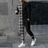 MEN MAWN TRACHSUITS PLAID 3D PRINT STING SHALE SPORTWAER JOGGER OUTFIT SUIT MAWN ALGES