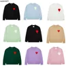 Men's Sweaters Paris Fashion Mens Designer Knitted Embroidered Red Heart Solid Color Big Love Round Neck Short Sleeve a T-shirt for and Women Keep Warm