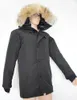 Winter Heren Donsjacks Chateau Black Label Parka Echte Wasbeer Capuchon Bontkraag Jas Downs Dikke Warme Parka's Rode Winter Outlet Outdoor Sport Parka's