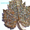 Brooches Pins Classic Jewelry Leaf Vintage Rhinestone Gold Color Brief For Women Coat Accessories Unisex Elegant Pin Roya22