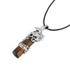 Kedjor Fashion Natural Stone Necklace Pu Leather Cord Phoenix Pendant Crystal Quartz Jewelry for Men Women