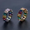 Męski hip -hop lodowe pierścienie biżuteria 2018 Nowy moda złoty pierścionek Rainbow Colful Diamond Ring331R