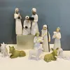 Annan heminredning Willow Tree Nativity Figures Statue Handmålad dekor Julklapp 230417