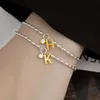 A-Z na moda feminina pulseira 925 prata esterlina bling cz cor de ouro carta pulseira links para meninas feminino agradável presente para amigo