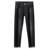 Jeans pour hommes designer haut de gamme jeans hommes 2022 petit élastique droit coupe ajustée version coréenne pantalon brodé noir MRF3