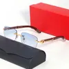 Mens Carti Designer Gözlükler Güneş Gözlüğü Kadın Marka UV400 Altın Gümüş Metal Çıkarık Çerçeve Siyah Beyaz Ahşap C Dekor Gözlük Şeffaf Gözlükler Occhiali