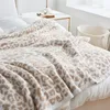 Одеяла леопардовый принт одеяла мягкое вязаное полотенце крышке, бросает фланелевую флиновую кровать для домашнего украшения