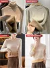 Herren Hoodies Sweatshirts Winter Warmer Pullover Pullover Damen Schlank verdickt Plüsch Samt gefüttert Strickwaren Pullover Korean Half Rollkragen Poleras Soft Knit Tops 231116