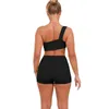 Women's Tracksuits Baisc Matching Sets Crop Top And Shorts Set Summer Sportwear Two Piece Black Short Pants Off The Shoulder Sexy Outfits