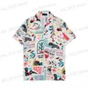 Camisas casuais masculinas 23SS Designer Button Up Print Bowling Shirt Hawaii Floral Casual Men Men Slim Fit Sleeve Dress Zar Camiseta T230417