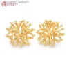 Stud 24K Altın Renkli Pirinç 3D Özel Çiçek Şubeleri Saplama Küpe Pin Mücevher Küpe Malzemeleri Yapma DIY Bulguları Accessoriesl231117