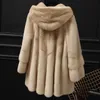 Manteau en fausse fourrure de vison véritable pour femme, vêtements d'hiver, manteaux et vestes chauds pour dames noires, Zm 231116