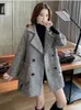 Manteau en mélange de laine pour femmes, Vintage, boutons amples, manteaux et veste épais, chaud, mode à manches longues pour femmes, 2023 231116