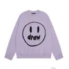 Дизайнерские свитера Мужской свитер с капюшоном Drew Fashion Br Smiling Face H -окрашенный жаккардовый свитер с круглым вырезом Мужской женский High Street Повседневный свободный трикотаж для пар