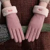 Fem fingrar handskar släpp skepp kvinnor vinter varm ull kvinnliga damer elegant sammet ridtelefonspel
