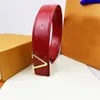 Men Designers Belts Fashion Casual Pin Smooth Buckle V Dames Lederen riem Rode Breedte 3,8 cm met oranje doos Luxe taillebandband