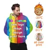 Herrjackor termiska överdimensionerade fleece vinterjacka 3D trend personlighet tryckt kofta mode cool stil varg windbreaker zip up hoodie j231116