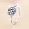 925 Sterling Silver Cread Full Moissanite 다이아몬드 보석 웨딩 약혼 반지 여성 전체를위한 고급 보석 선물