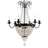 French Empire Crystal Chandelier Light Fixture Vintage Pendant Home Lighting Wrought Iron White Chrome Black color