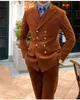 Abiti da uomo Blazer 2023 Arrivo Marrone Fine Velluto a coste Risvolto con visiera Doppiopetto Otto bottoni Abito da uomo per affari Formale Slim Fit Wear