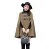 Frauen Cape Herbst Winter Mantel Schal Cape Woolen Mäntel Frauen Spleißen Woolen Mantel Warme Oberbekleidung Tops Solide Cape 231117