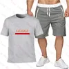 Designer Tracksuits Homens Manga Curta Ternos Logo Letras Imprimir Camisetas 2 Peça Set Tees e Calças Curtas Sportswear Diariamente Casual Streetwear Hip Hop Sportsuit