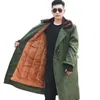 長いアーミットコットンコートメンズウィンター厚い暖かい寒い衣服労働保護作業緑の綿服北東綿ジャケット