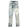 Jeans voor heren jeans stack jeans man rechte heren fietsgat stretch denim casual Jean zipper vlieg zwart klassiek skinny been fit paarse jeans denim slanke magere mode