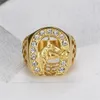 Cluster Rings HIP Hop Micro Pave Rhinestone Iced Out Bling Horse Ring IP Gold Filled Titanium Stainless Steel For Men Jewelry236d