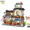 Blöcke HUIQIBAO City Mini Chinese Street View Lebensmittelgeschäft Fleischerei Bausteine Japanisches Essen Eisdiele Figuren Ziegel Spielzeug Kind