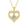 Bling 1.2CT Diamonds Charm Women Dainty 18K Gold 925 Silver Smycken Halsband Double Heart Pendant VVS Round Moissanite Necklace