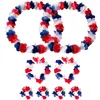 Decorative Flowers Red White And Blue Garland King Charles III Party 8pcs Set Wreath Head Ring Celebrate King's Succession Coronation