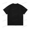 Xinxinbuy Men Designer Tee Tシャツ23SSパリチェストレッドストライプレタープリント半袖コットン女性ブラックアプリコットXS-2xl