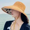 Szerokie brzegowe czapki Summer Kobiety filtra przeciwsłoneczne Składany słoneczny hat panie na świeżym powietrzu Fisherman Cap Kobiet Solid Traveling Beach Visor