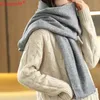 Scarves All-Season Pure Wool Knitted Shawl Women's Casual Cashmere Scarf White Sweater Women's Folded Wear Cardigan Shawl Fashion Scarf 231117